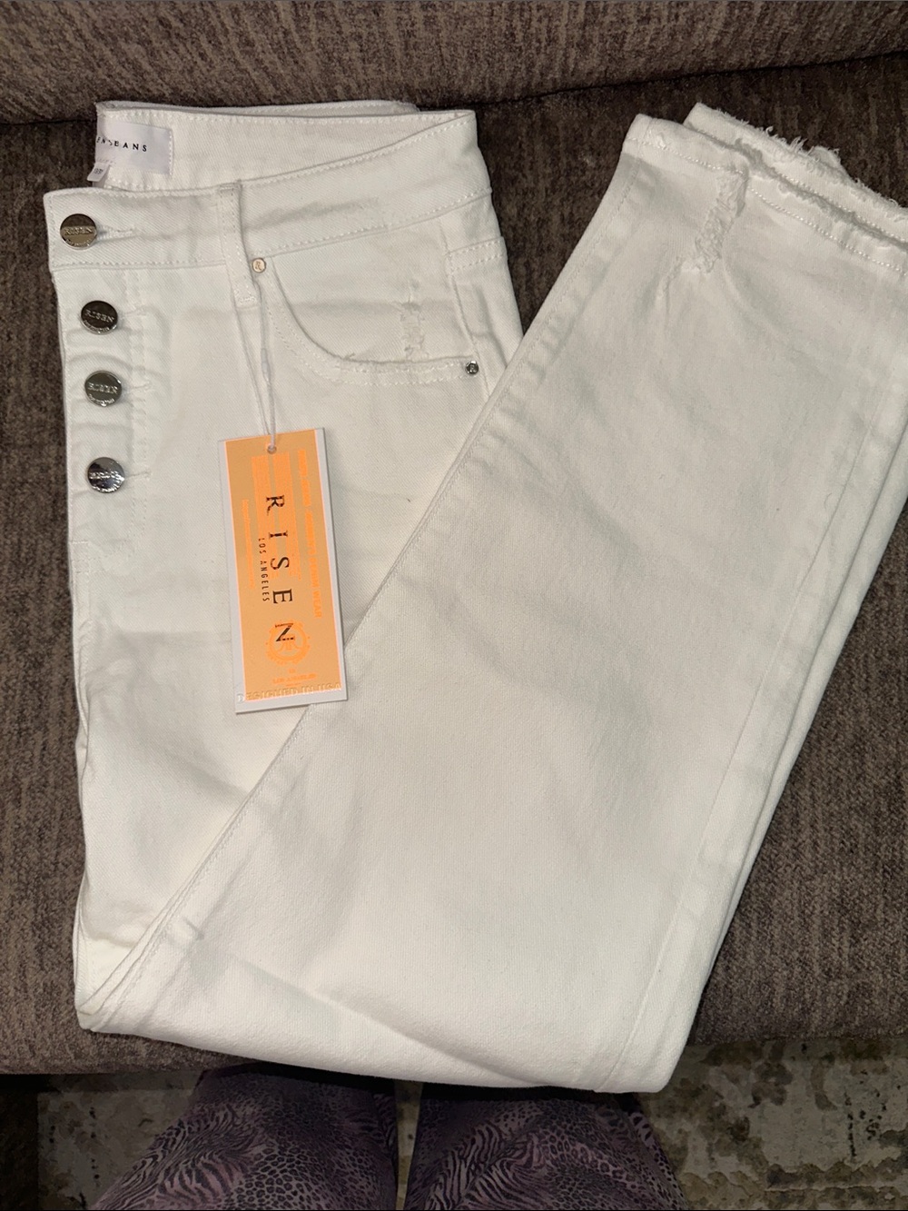 Risen Jeans High-Rise White Button-Fly Women’s Jeans butter soft sz 31w/13